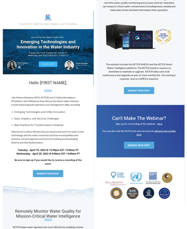 ketos email design page